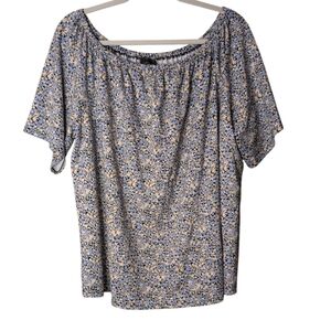 J.Jill Wearever collection blue floral stretch short-sleeve top size 2X summer